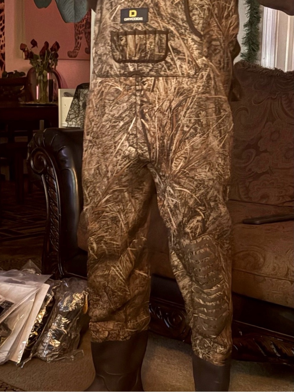 Drake Realtree-Style Brown Camo Cargo Bib Overalls
